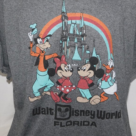 Disney World Florida Flash Back Gray Mickey and Friends Mens XL Gray Shirt - Picture 2 of 5